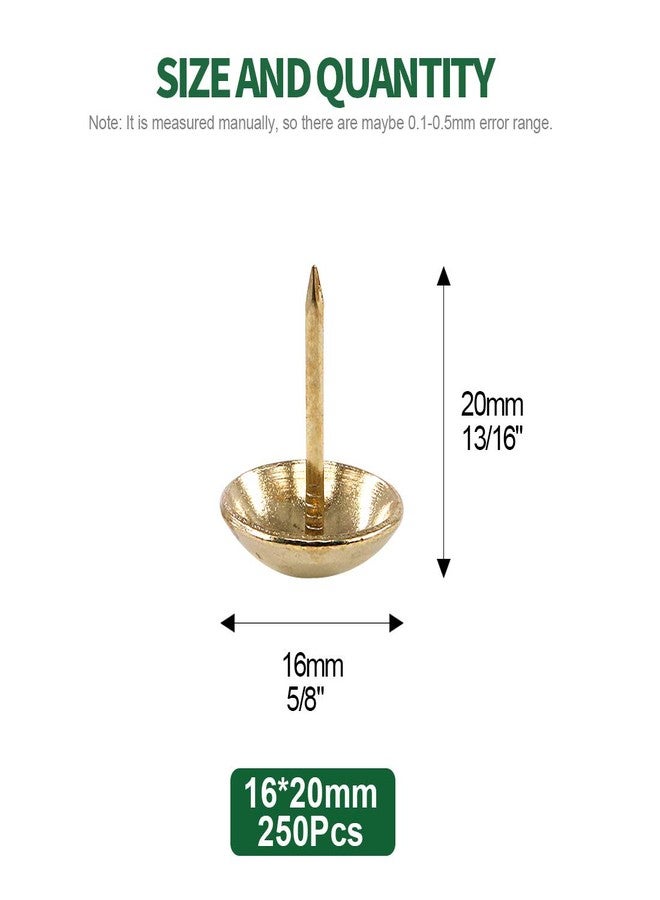 كياديك مجموعة دبابيس تنجيد عتيقة من كيديك، 250 قطعة، 5/8 بوصة (16 مم)، مناسبة للأثاث المنجد، وألواح الفلين، أو مشاريع الأعمال اليدوية - ذهبي - Image 2